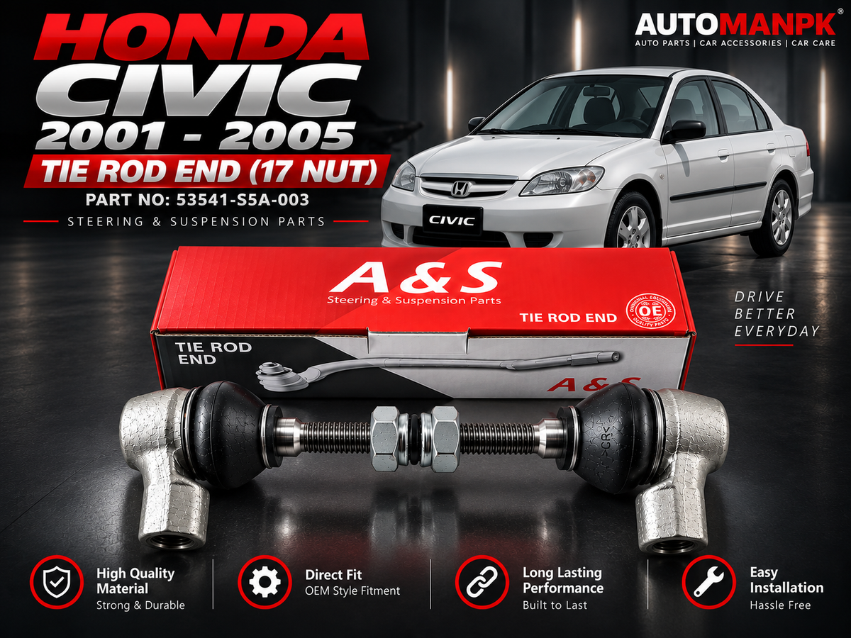 Honda Civic 2001–2005 Tie Rod End | 17 Nut | 53541-S7A-003 | A&S