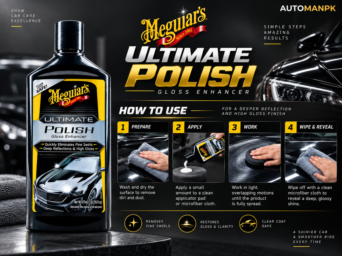 Meguiar’s Ultimate Polish G19216 473ml | Pre-Wax Gloss Enhancer & Car Paint Polish