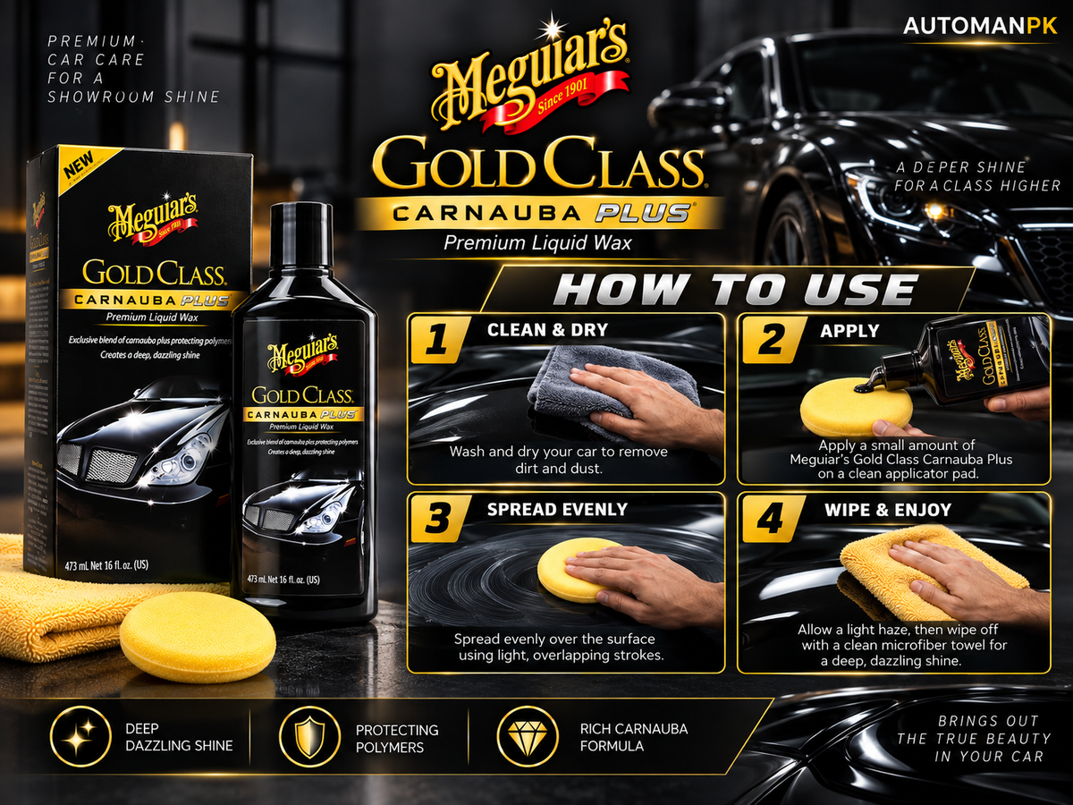 Meguiar’s Gold Class Carnauba Plus Liquid Wax G7016 16oz | Premium Car Wax & Deep Shine