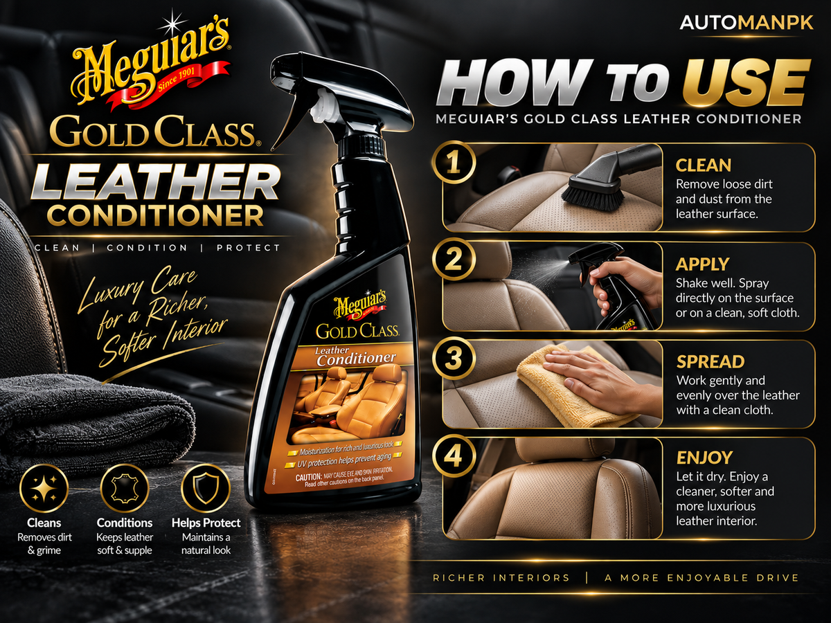 Meguiar’s Gold Class Leather & Vinyl Cleaner G18516 16oz | Car Leather Cleaner