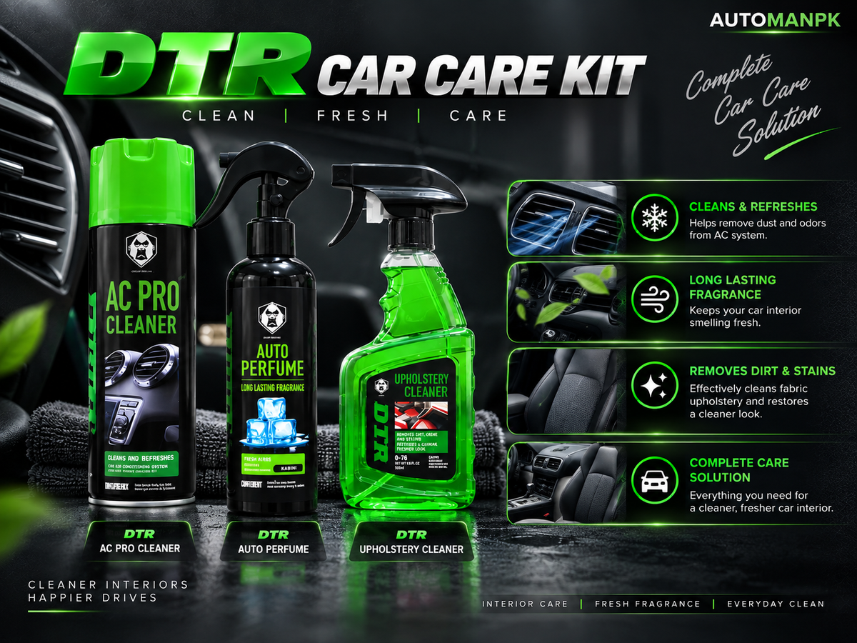 DTR 3-in-1 Interior Kit | AC Pro Cleaner + Dashboard Polish + Upholstery Cleaner