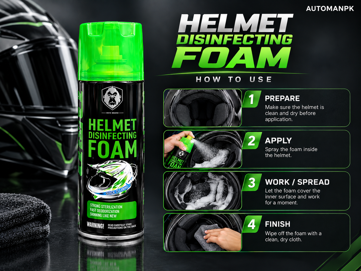 DTR Helmet Disinfecting Foam Spray 450ml – Helmet Cleaner & Odor Remover
