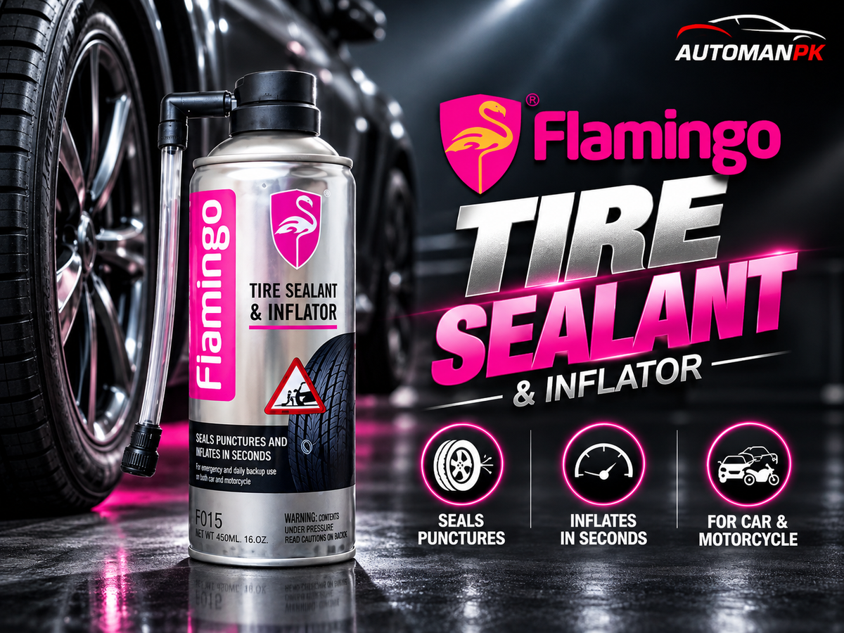 Flamingo Tire Sealant 450ML with car inflator emergency puncture repair