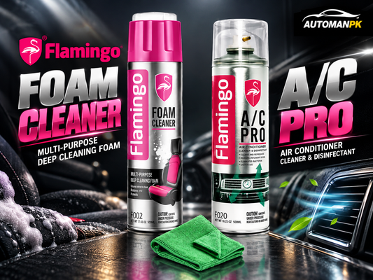 Flamingo AC Pro and Foam Cleaner Kit with Microfiber Towel for car cleaning