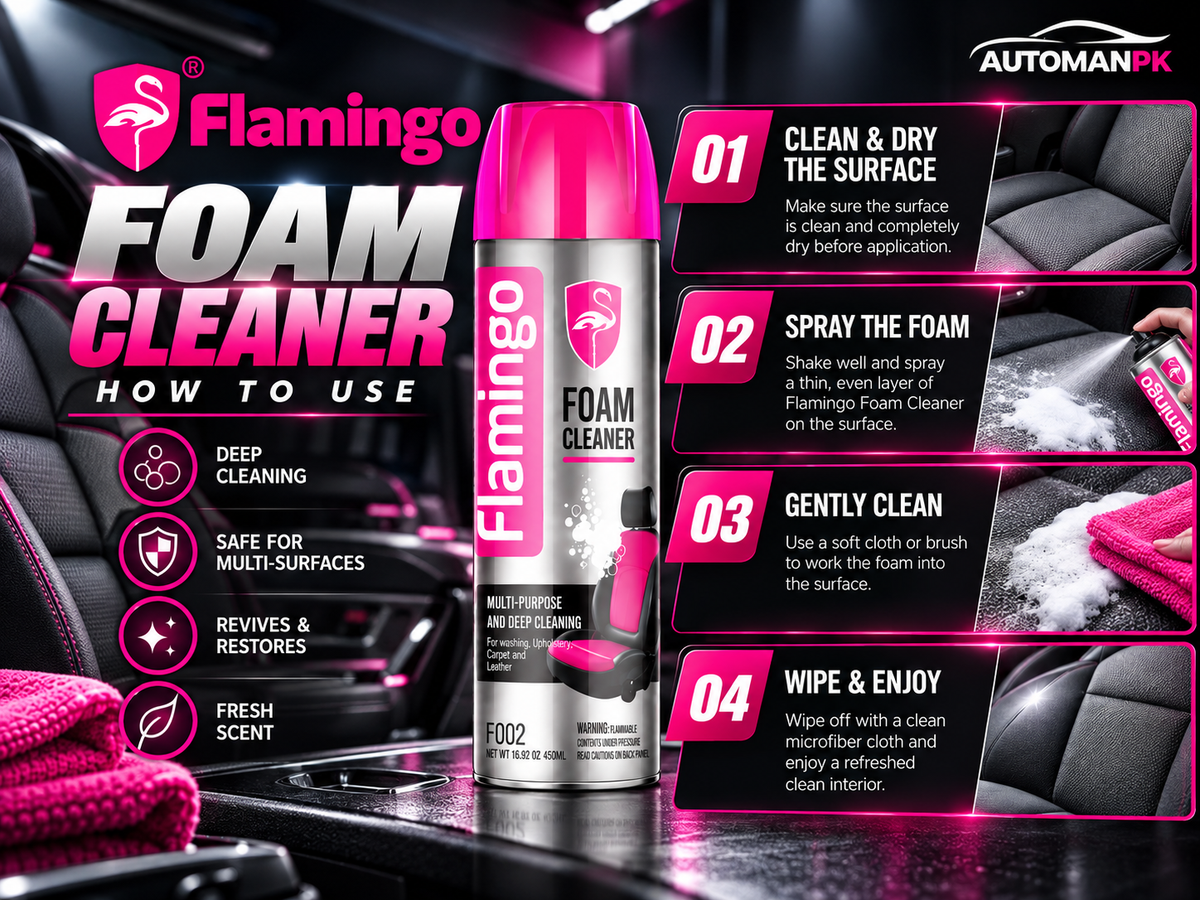 Flamingo Multi-Purpose Foam Cleaner 650ml application guide