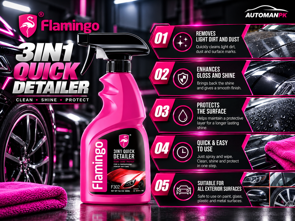Flamingo 3 in 1 Quick Detailer 500ml for car shine and quick detailing