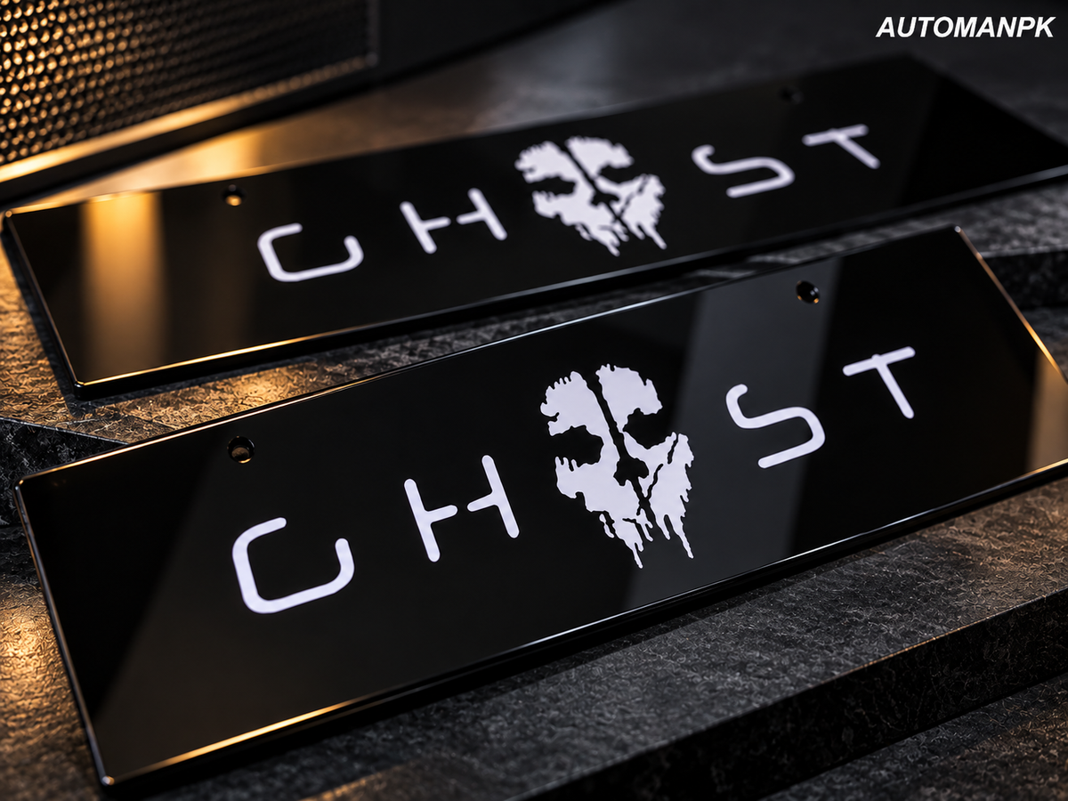 Acrylic Name Plate Ghost for Car – Custom LED Illuminated | AutoManPK