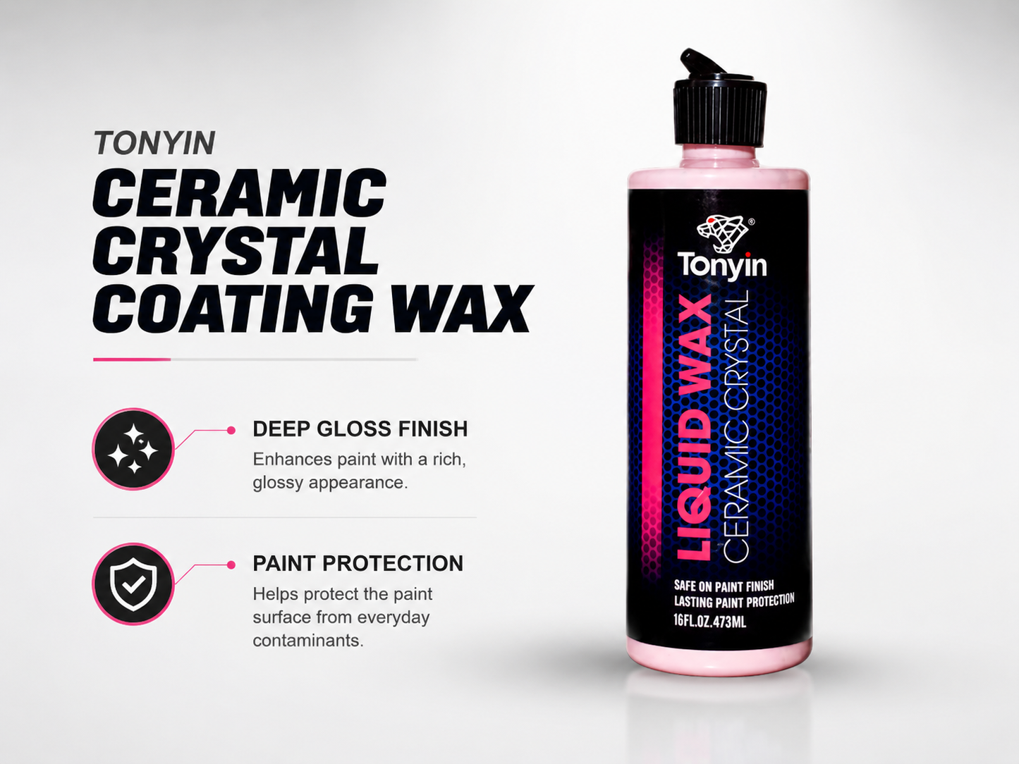 Tonyin Liquid Wax Ceramic Crystal 473ml – Ultra Gloss | Hydrophobic | Long-Lasting Paint Protection