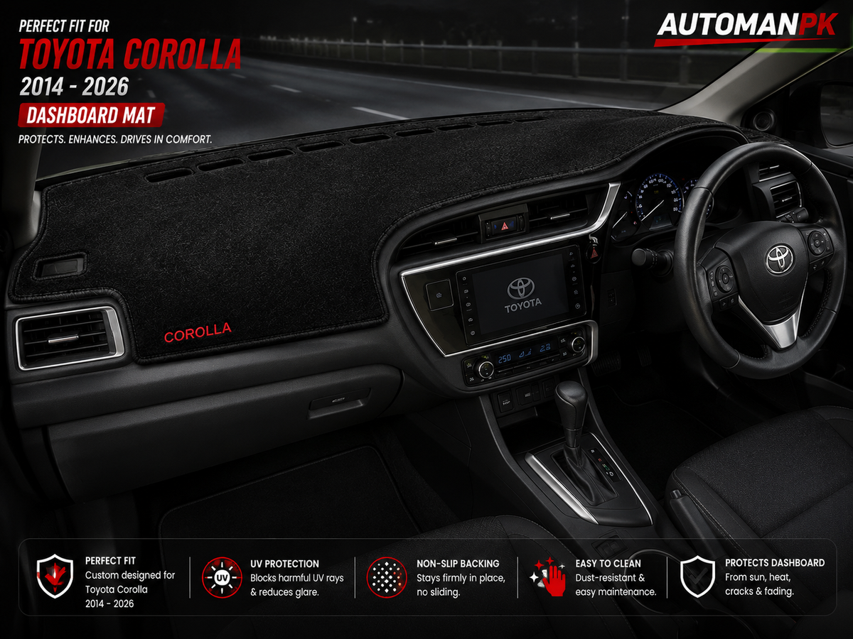 Toyota Corolla 2015-2025 Velvet Dashboard Mat – Anti-Glare | Non-Slip | Custom Fit