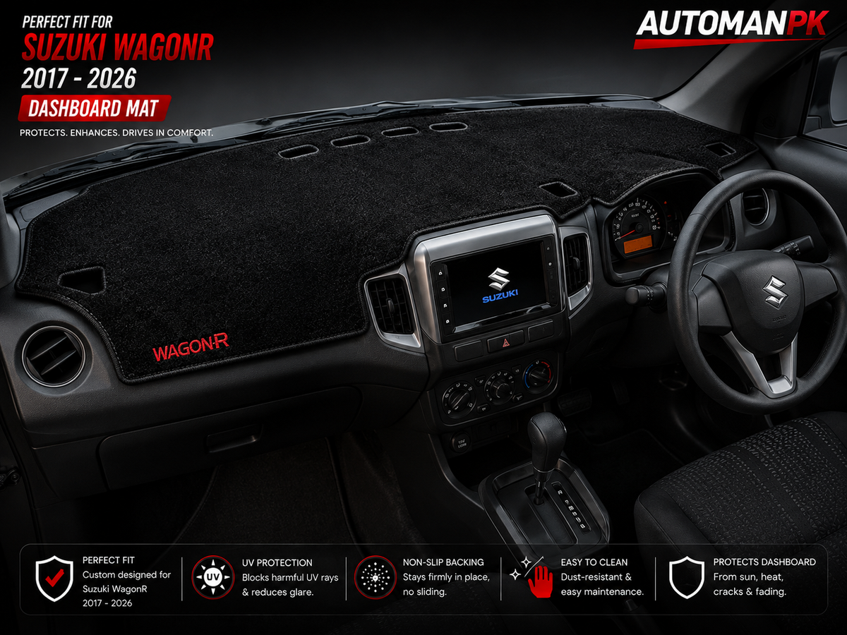 Suzuki WagonR 2014-2026 Dashboard Mat – Velvet & Carpet | Anti-Glare | Non-Slip | Custom Fit