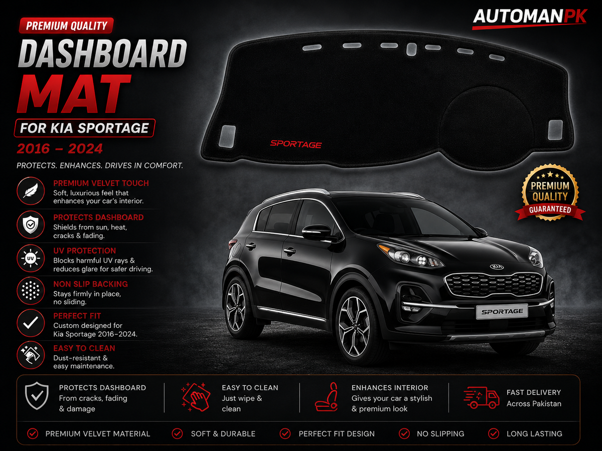Kia Sportage 2019-2022 Velvet Dashboard Mat – Anti-Glare | Non-Slip | Custom Fit