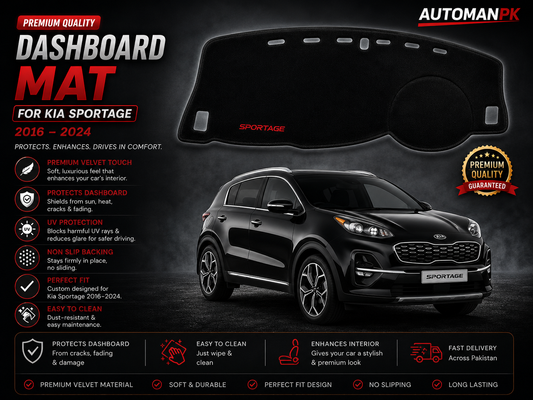 Kia Sportage 2019-2022 Velvet Dashboard Mat – Anti-Glare | Non-Slip | Custom Fit