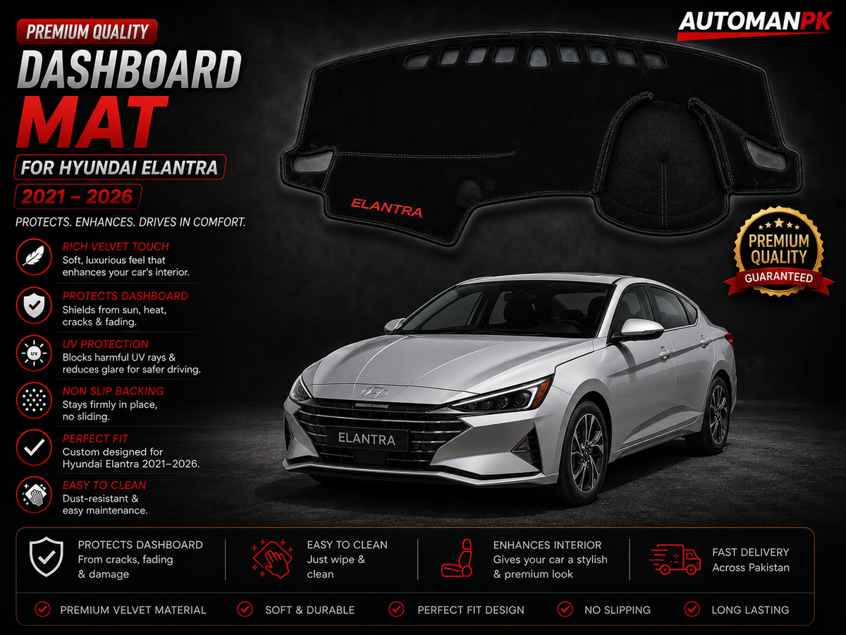 Hyundai Elantra 2021-2024 Velvet Dashboard Mat – Anti-Glare | Non-Slip | Custom Fit