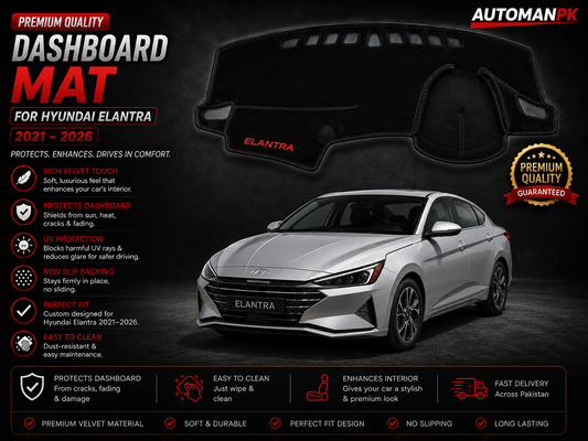 Hyundai Elantra 2021-2024 Velvet Dashboard Mat – Anti-Glare | Non-Slip | Custom Fit