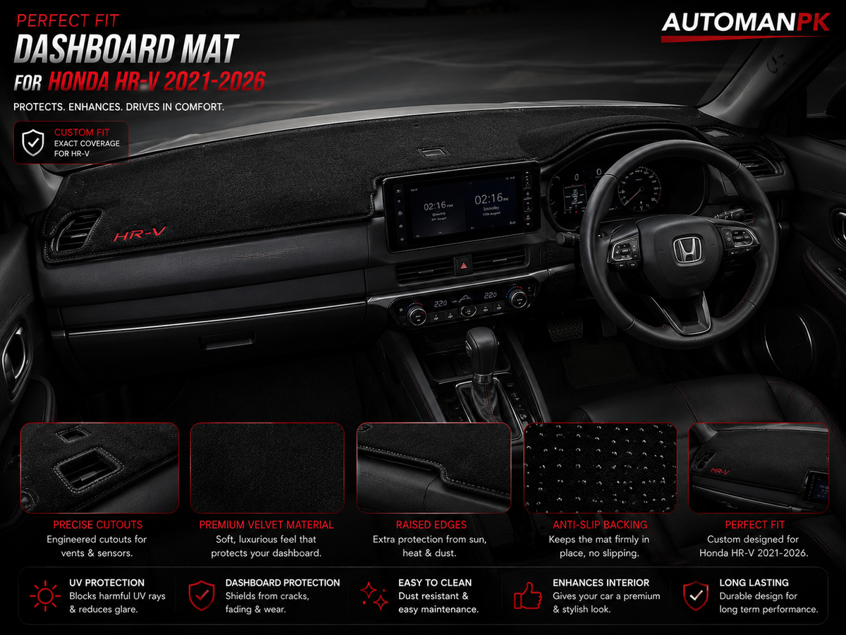 Honda HR-V 2022-2026 Velvet Dashboard Mat – Anti-Glare | Non-Slip | Custom Fit