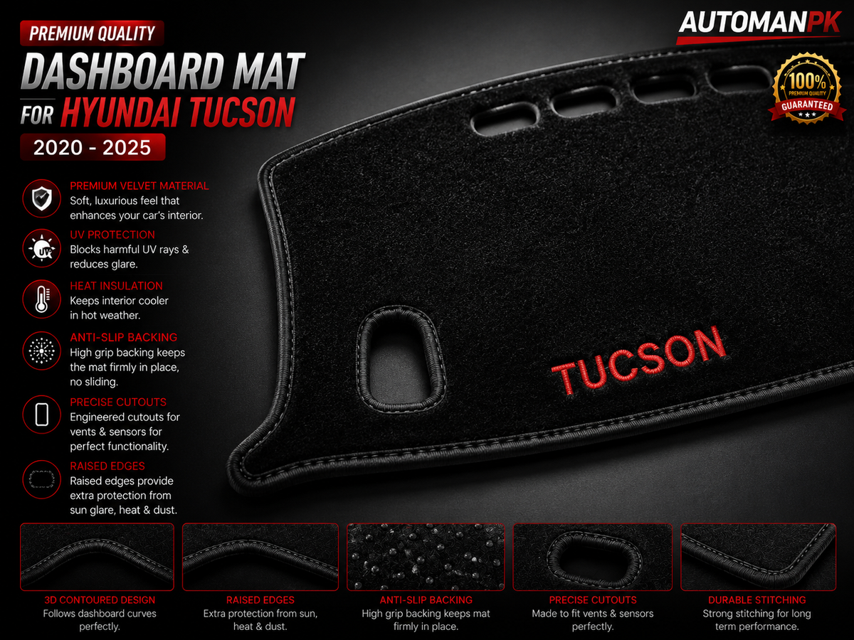 Hyundai Tucson 2022-2024 Velvet Dashboard Mat – Anti-Glare | Non-Slip | Custom Fit