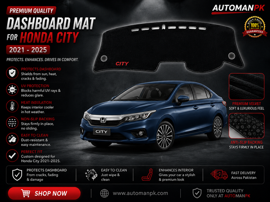 Honda City 2021-2026 Velvet Dashboard Mat – Anti-Glare | Non-Slip | Custom Fit