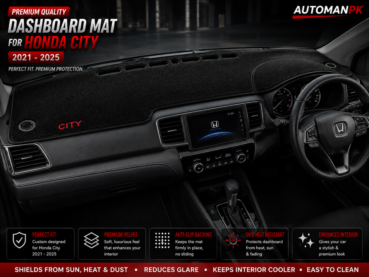 Honda City 2021-2026 Velvet Dashboard Mat – Anti-Glare | Non-Slip | Custom Fit