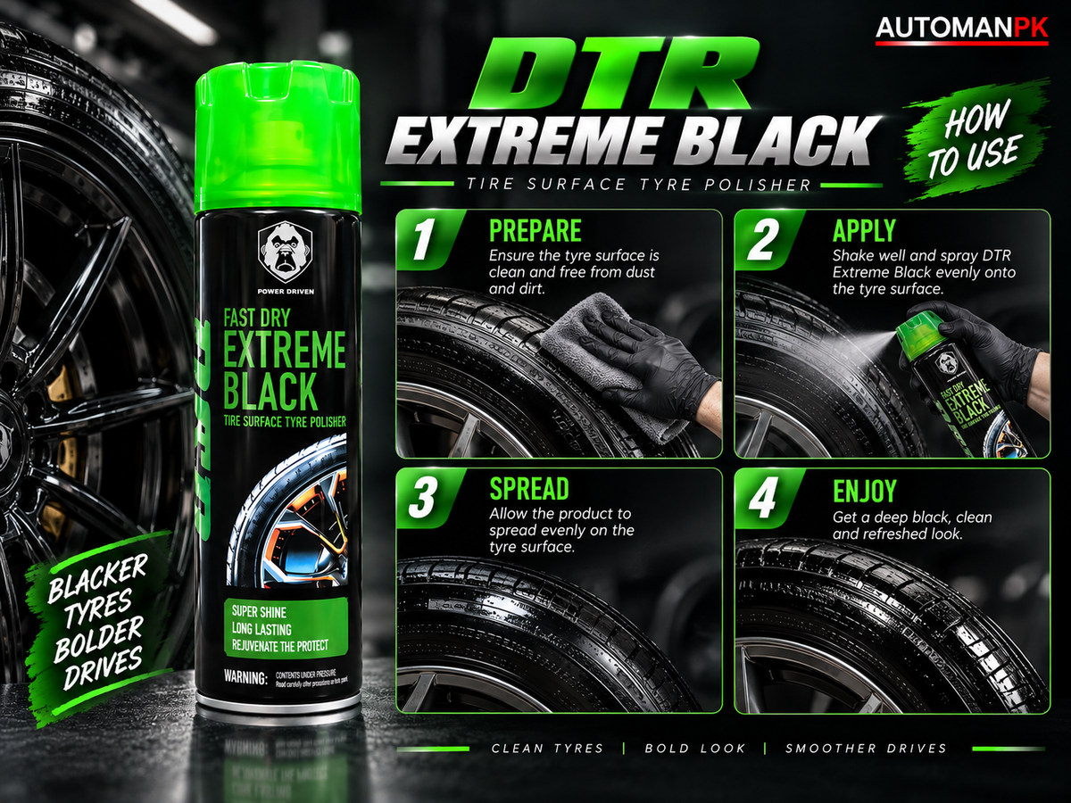 DTR Extreme Black Car Tire Polish 650ml – Fast-Dry Tire Shine & Black Gloss