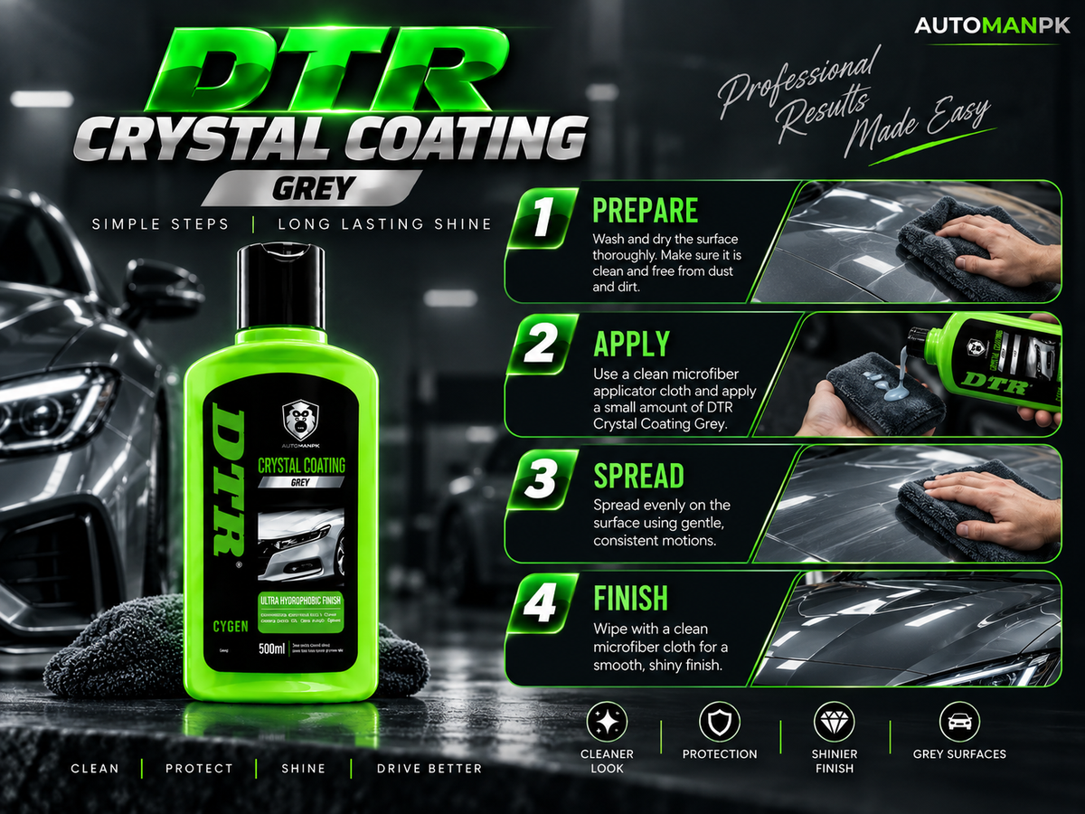 DTR Crystal Coating Grey 250ml | Premium Liquid Car Wax for Deep Gloss