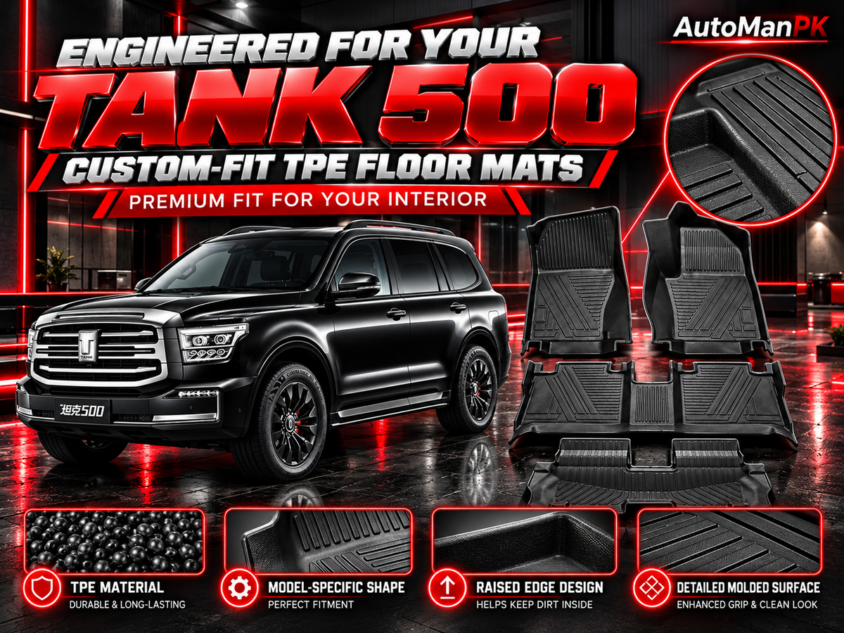 Tank 500 custom-fit TPE floor mats features and material detail
