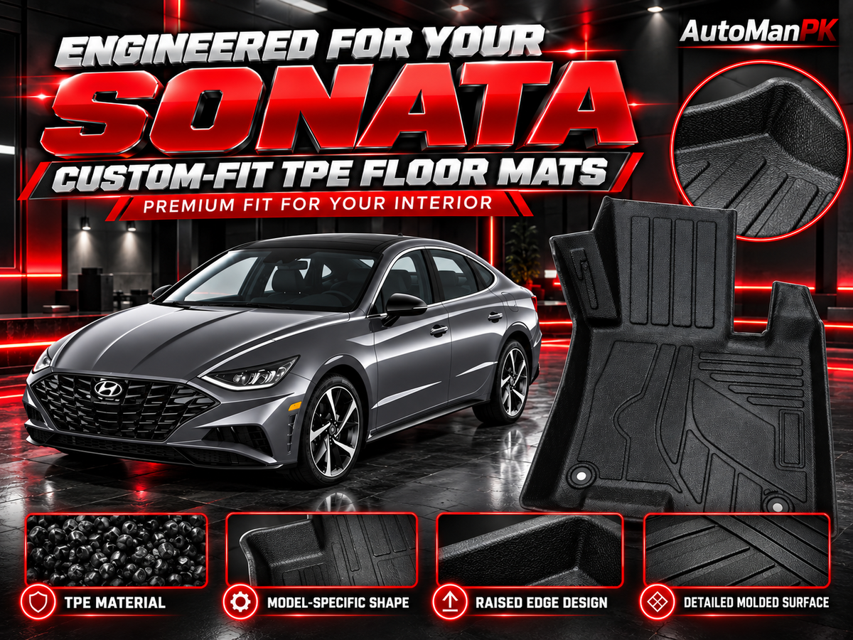 Hyundai Sonata TPE floor mat material and raised edge design detail