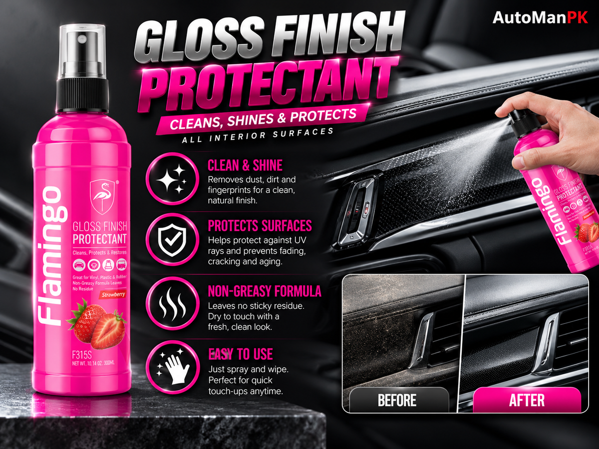 Flamingo Gloss Finish Protectant 315ml vinyl rubber and plastic care