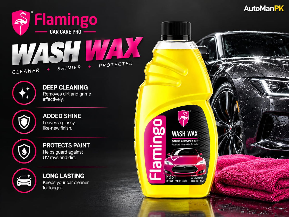 Flamingo Wash and Wax 500ml car shampoo for exterior vehicle cleaning