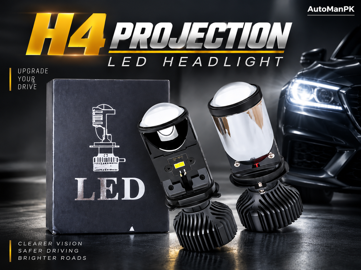 H4 LED Projector Headlights in Pakistan | Bi-LED Projection Lens Kit for Car Headlights
