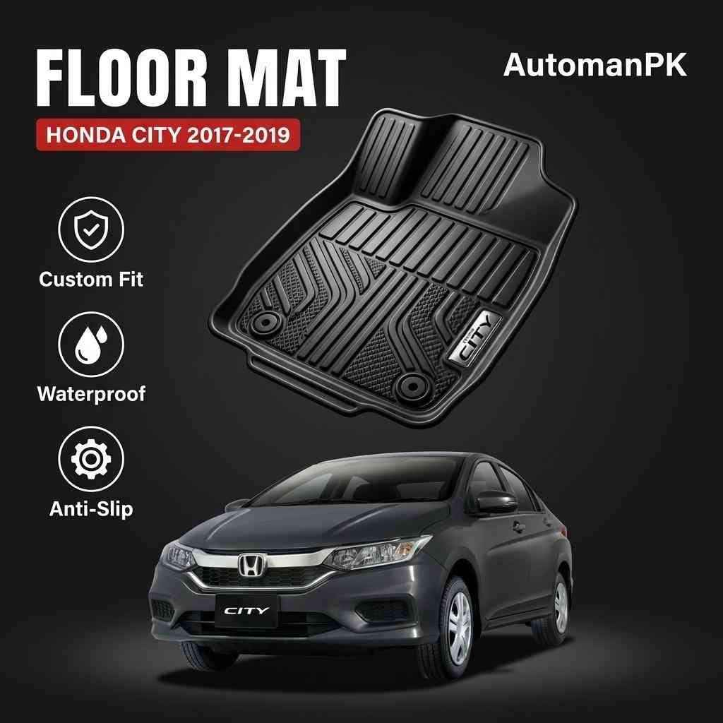 Honda City 2021-2026 TPE Floor Mats – Custom Fit – Waterproof – Anti-Slip – Full Set