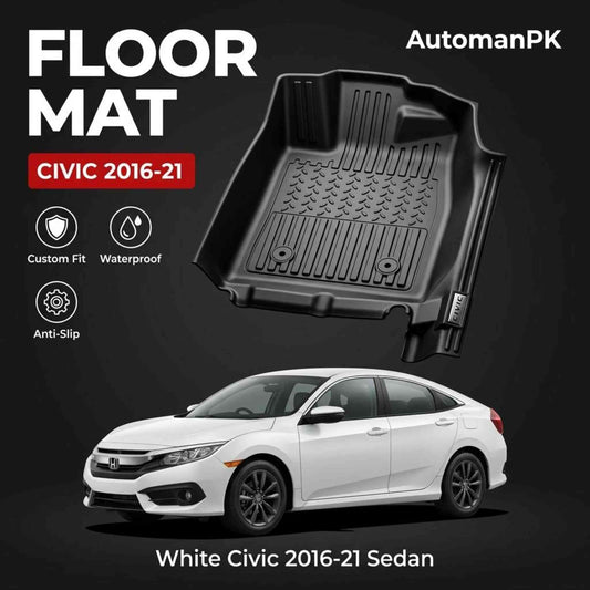 Honda Civic 2016-2021 TXR TPE Floor Mats – Custom Fit – Waterproof – Anti-Slip – Full Set
