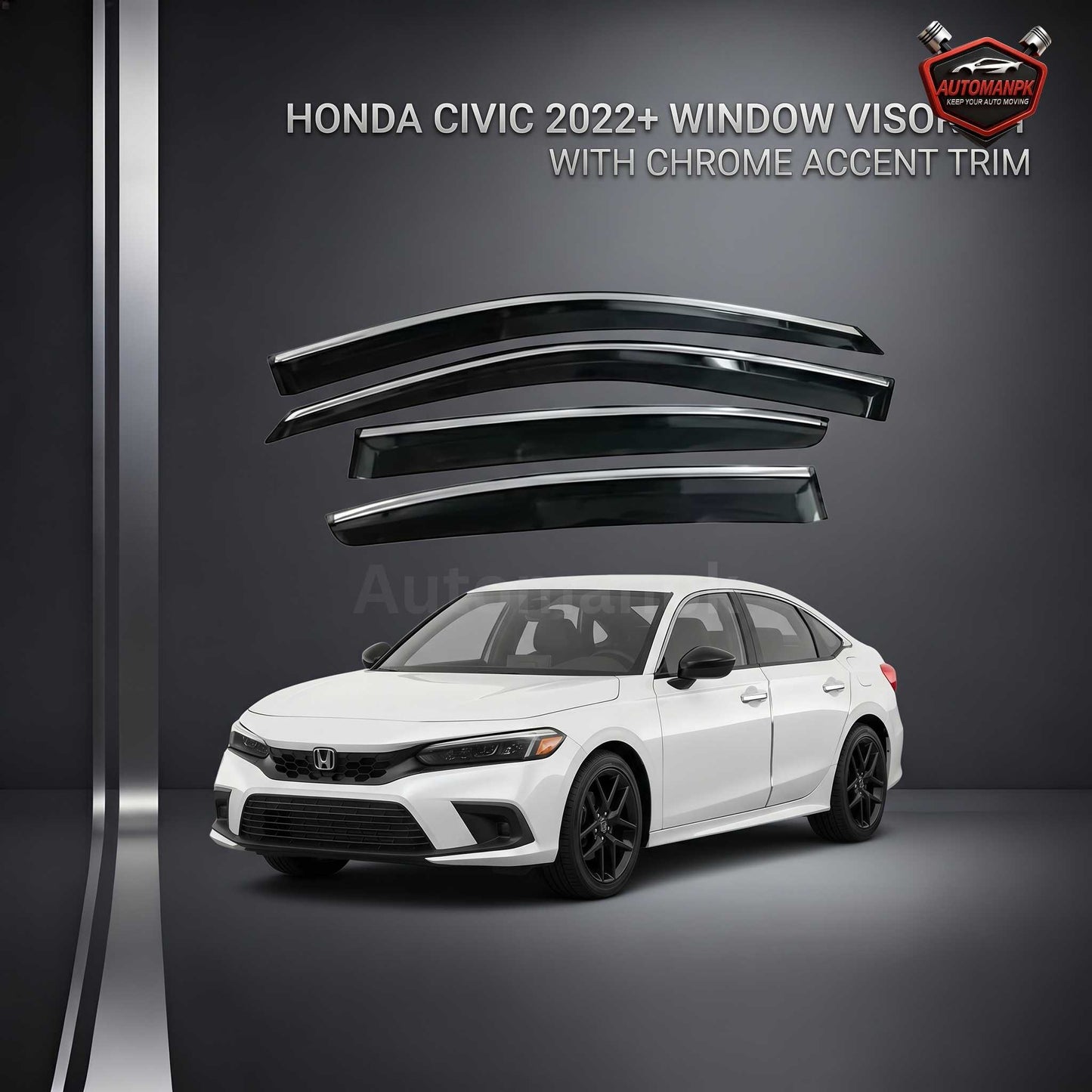 Honda Civic 2021-2025 – Chrome Air Press Sun Visor | AutoManPK