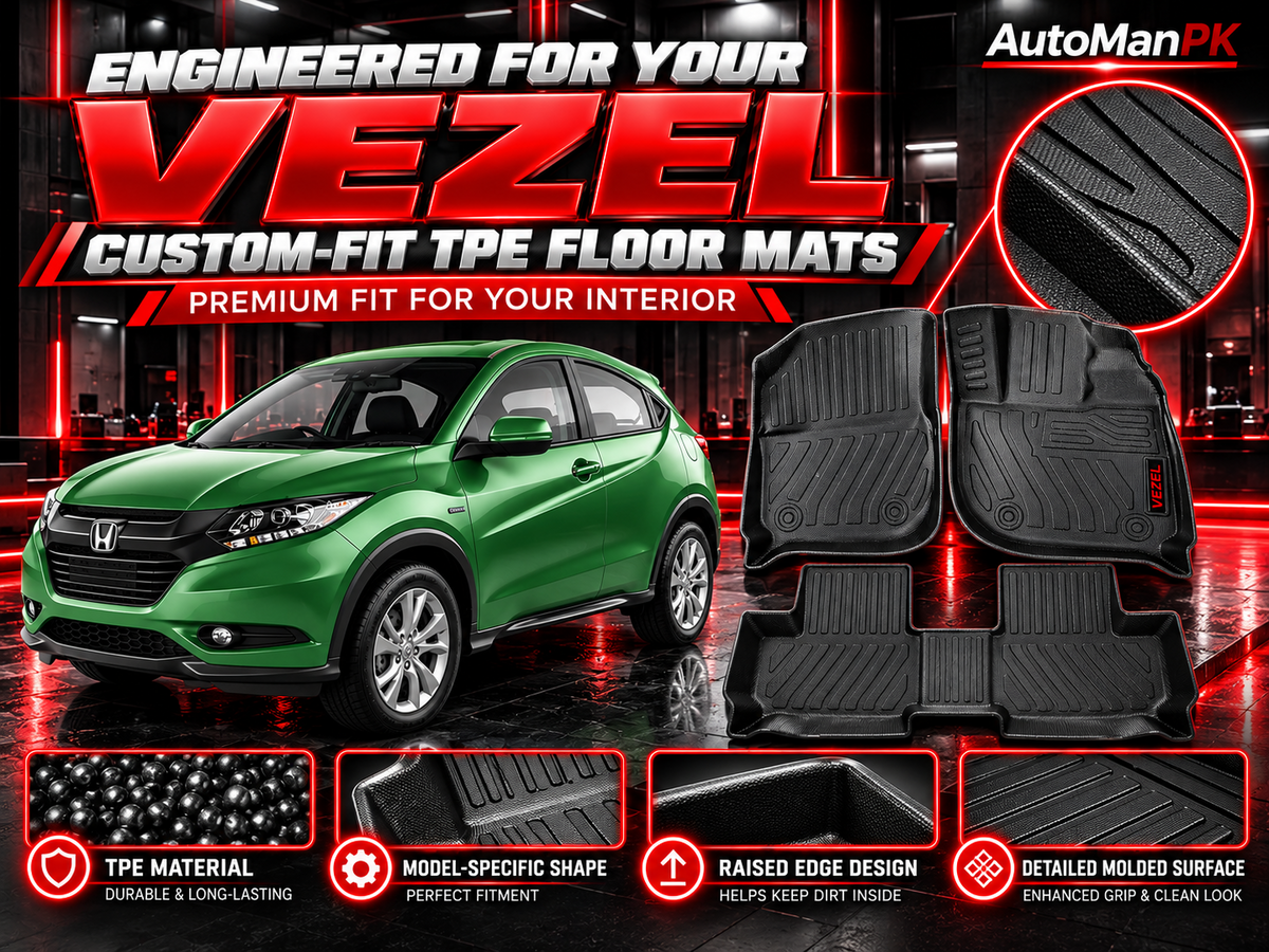 Honda Vezel TPE floor mats three-piece set with molded surface and raised edges