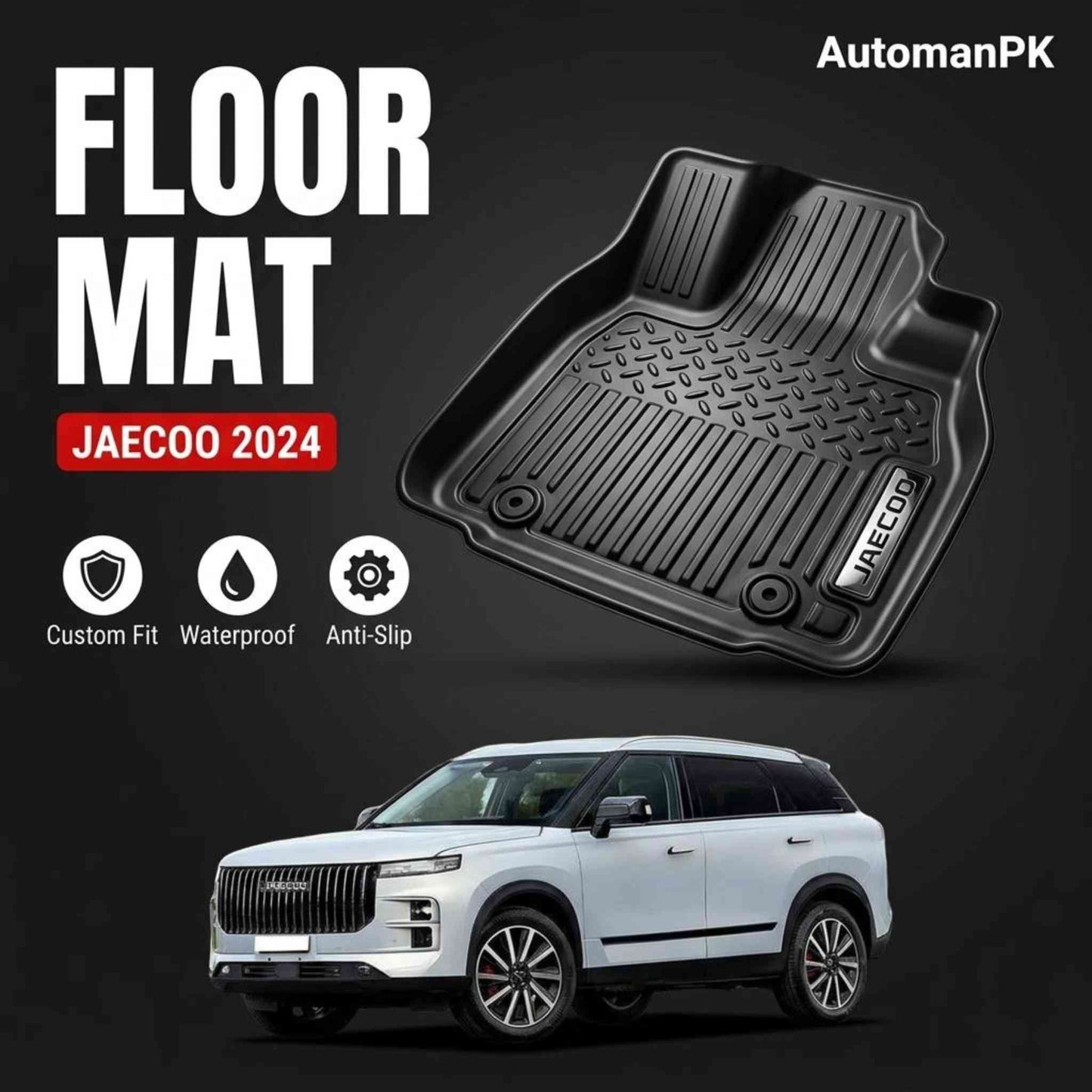 Jaecoo J7 2024-2026 TXR TPE Floor Mats – Custom Fit – Waterproof – Anti-Slip – Full Set