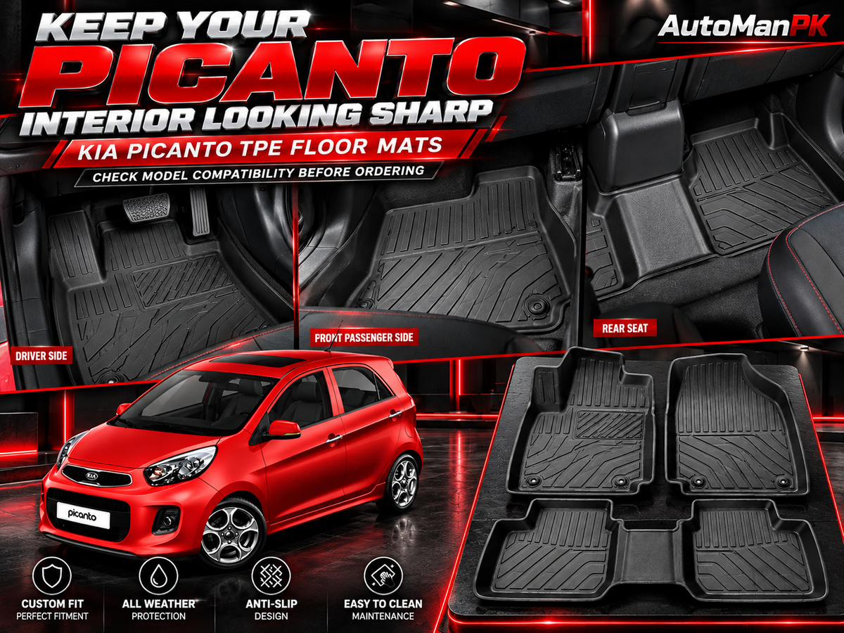 Kia Picanto driver, passenger and rear floor mat coverage