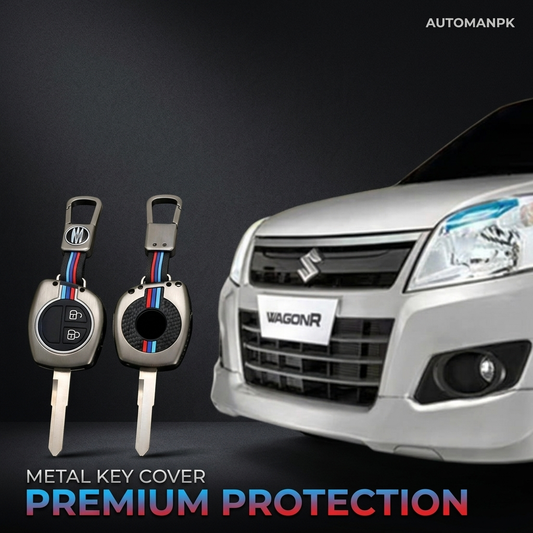 Metal key covers with a car in the background, featuring the brand 'AUTOMANPK'.