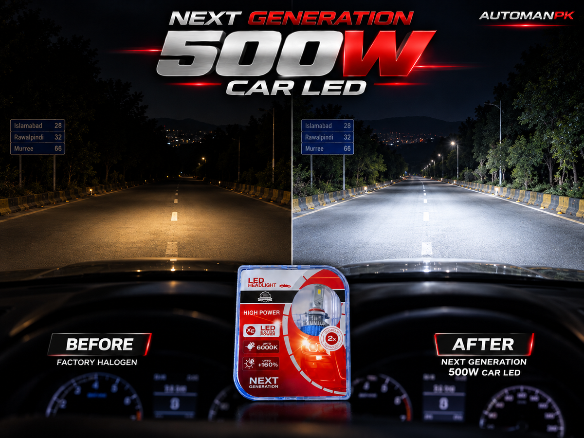 NEXT 500W LED Headlight Bulbs in Pakistan | H4, H11, 9005/HB3, 9006/HB4 LED Conversion Kit
