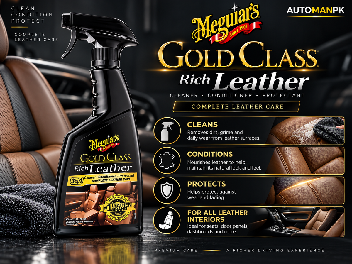 Meguiar’s Rich Leather G17916 473ml | Premium Leather Cleaner & Conditioner| AutoManPK Pakistan