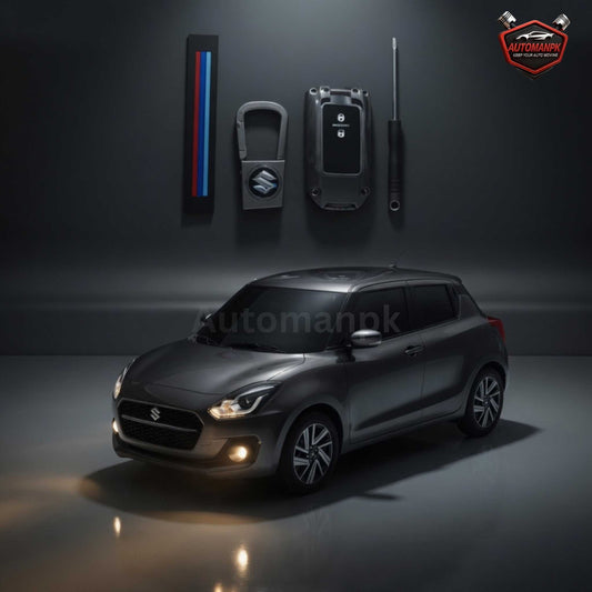 Premium Metal Zinc Key Cover & Key Chain for Suzuki Swift 2021–2025