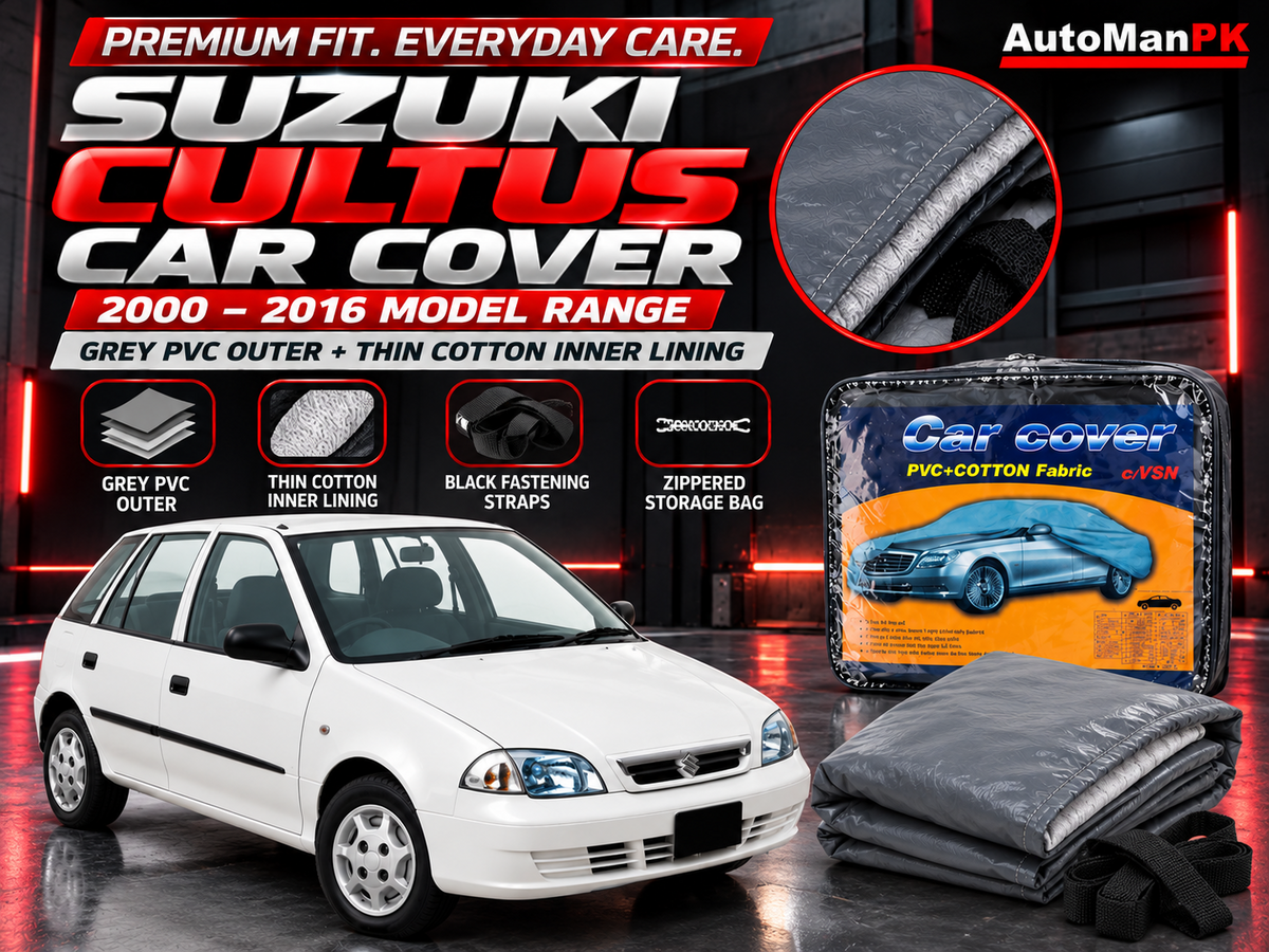 Suzuki Cultus 2000–2016 premium grey car top cover with cotton lining and storage bag