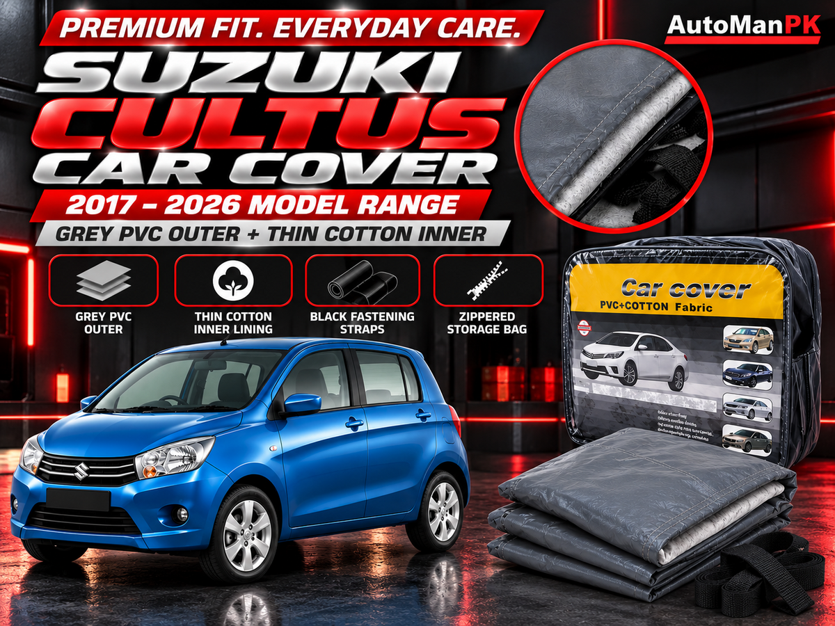 Suzuki Cultus 2017–2026 premium grey car top cover with cotton lining and storage bag