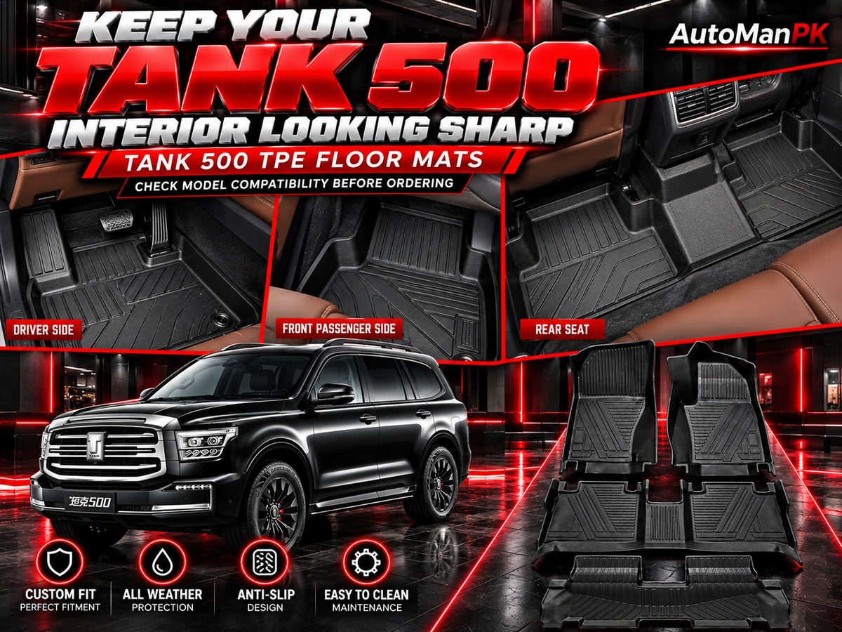 Tank 500 TPE floor mats driver, passenger and rear seat showcase