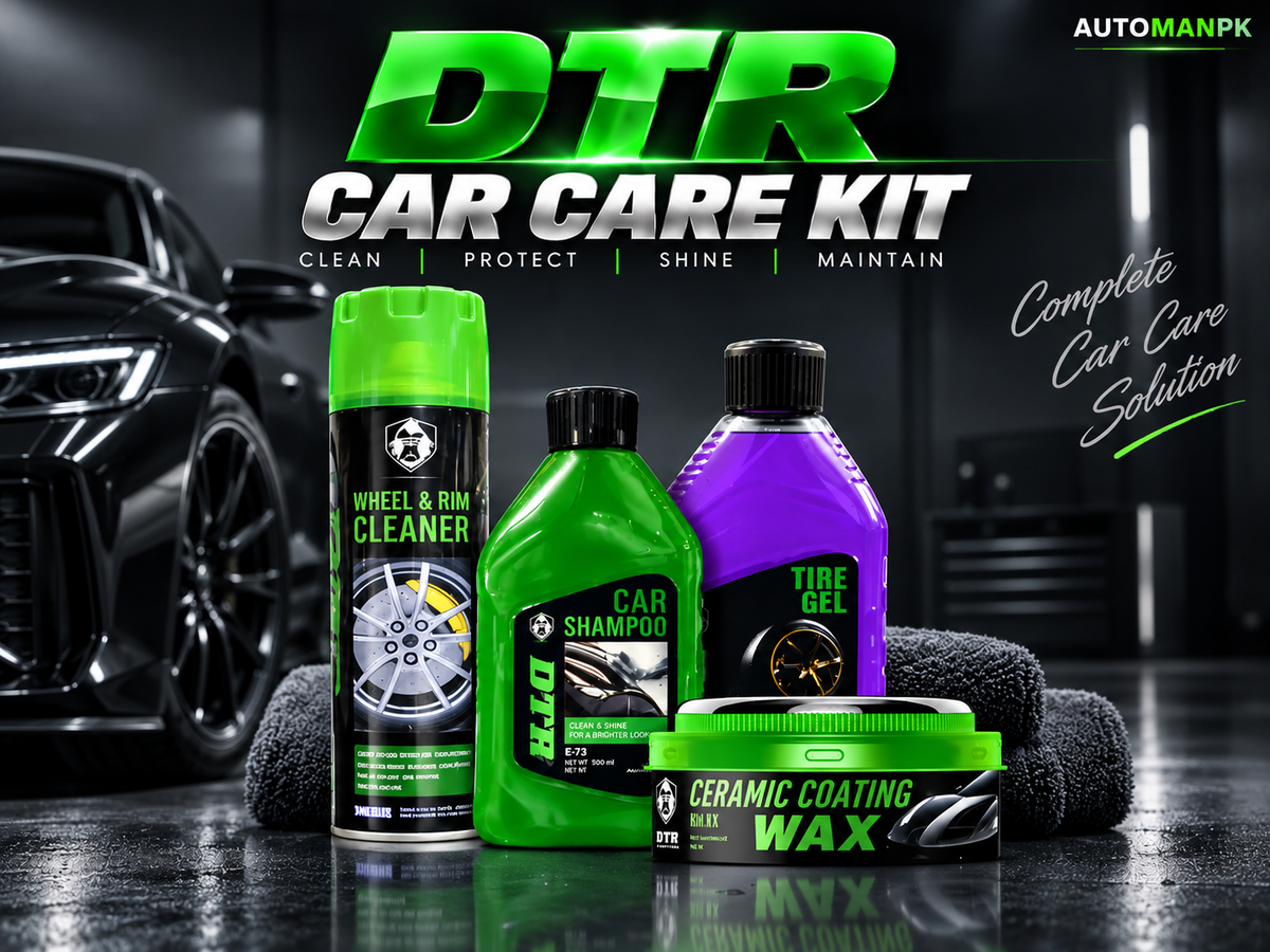 DTR 4-in-1 Exterior Car Care Kit | Rim Wheel Cleaner + Ceramic Coating Wax + Car Shampoo + Tire Gel