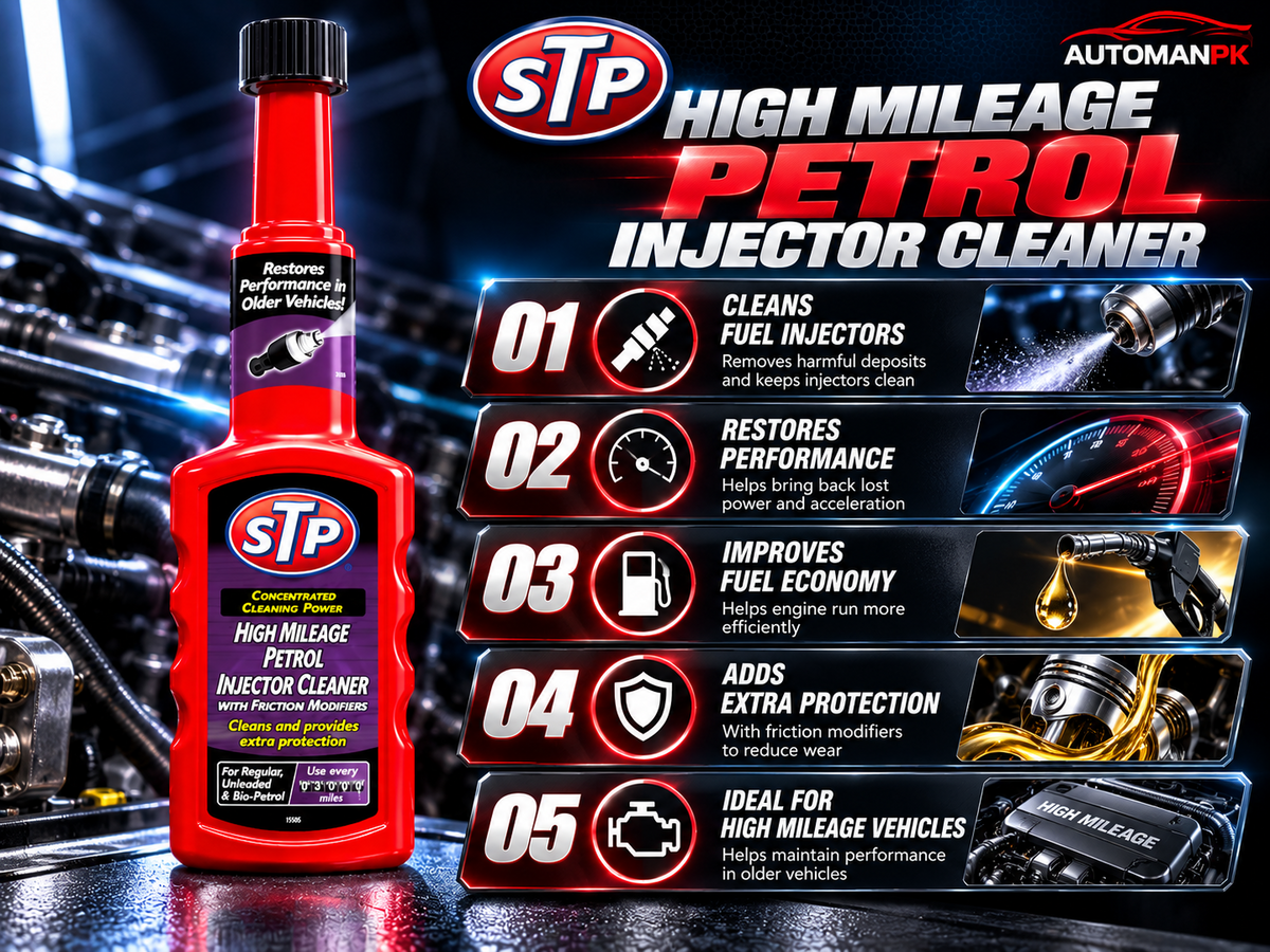 STP High Mileage Petrol Injector Cleaner 200ml for high mileage petrol cars