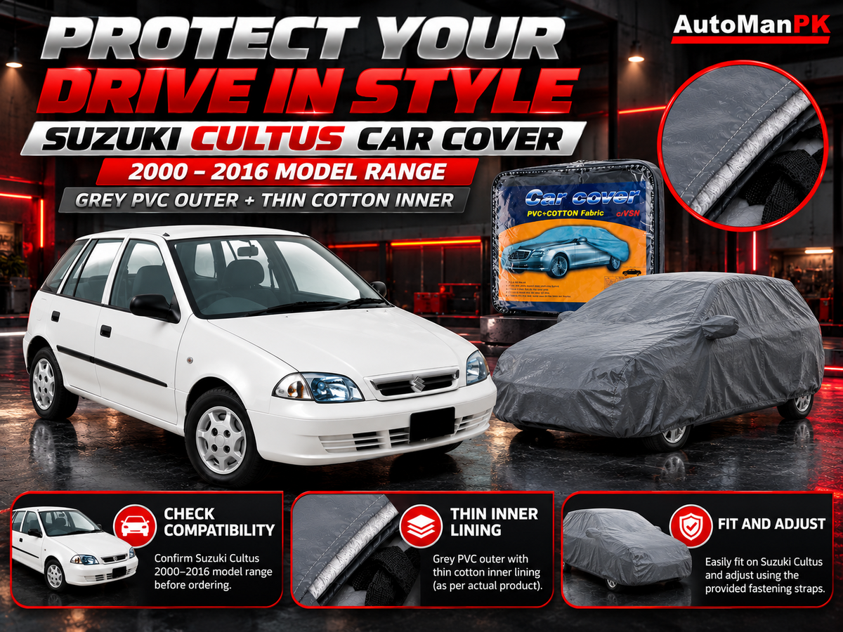 Suzuki Cultus grey car cover top cover fitment and material showcase