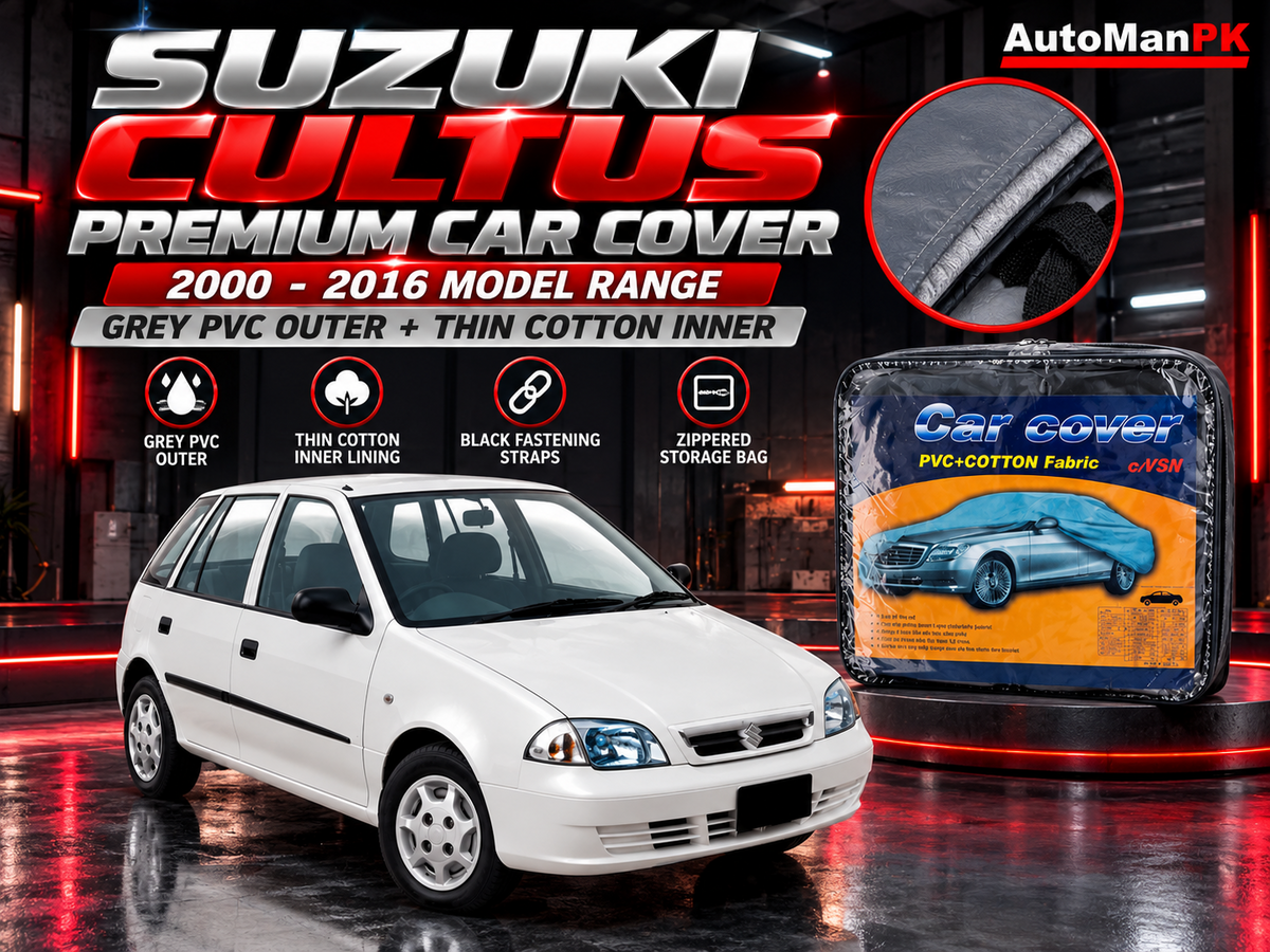 Suzuki Cultus 2000–2016 grey PVC outer cotton inner car cover AutoManPK