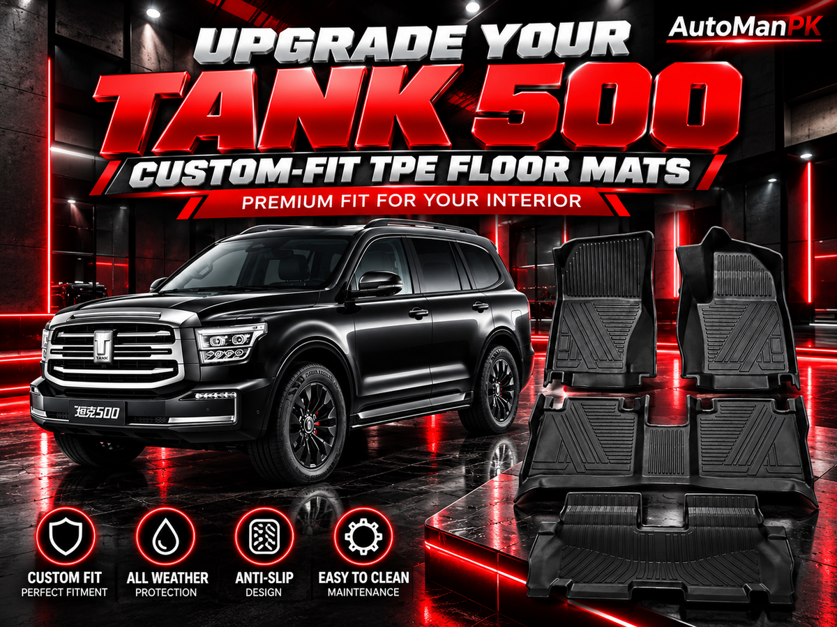 AutoManPK Tank 500 custom-fit TPE floor mats premium product display