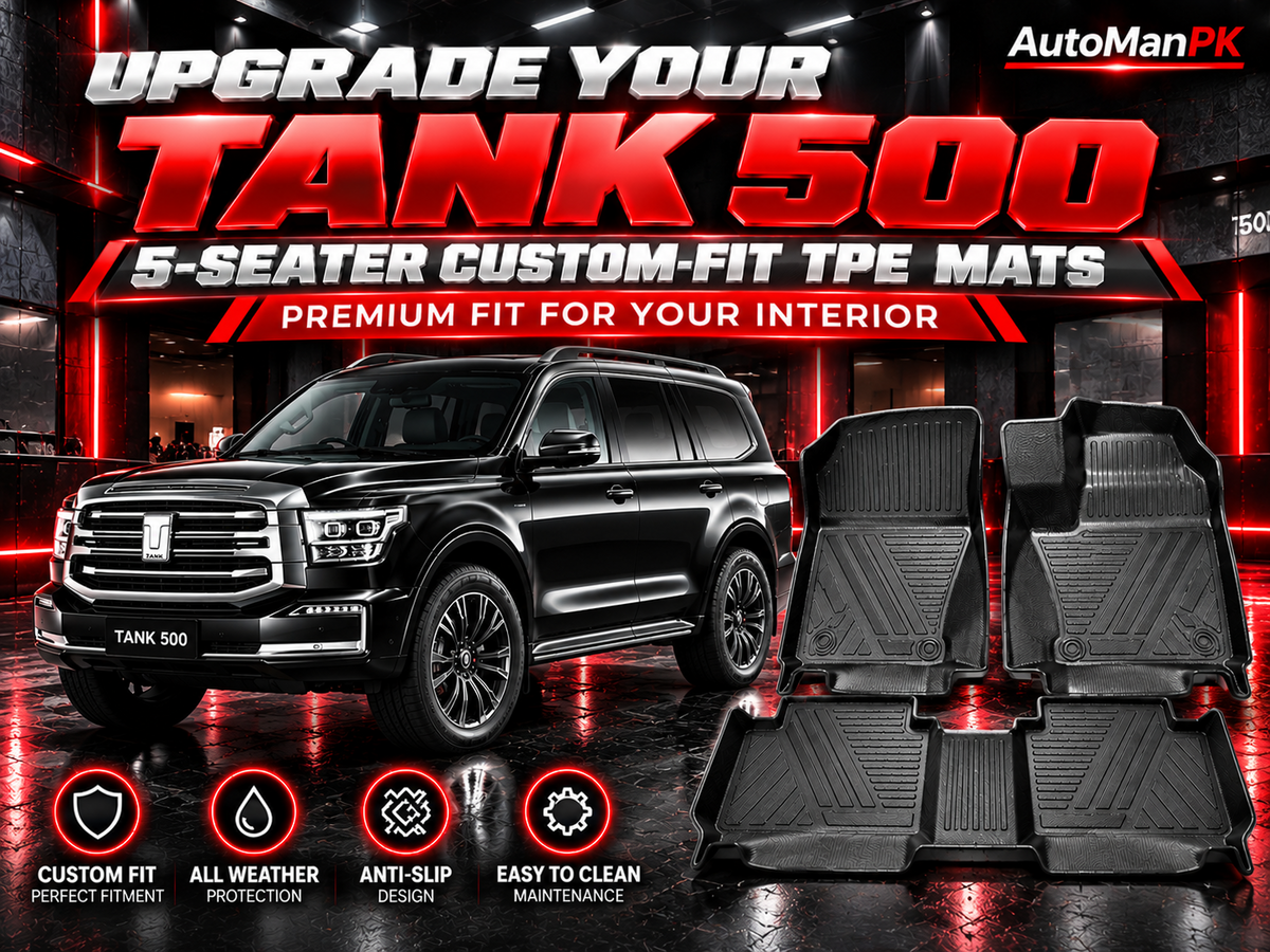 Tank 500 5-seater custom-fit TPE floor mats three-piece set premium product display