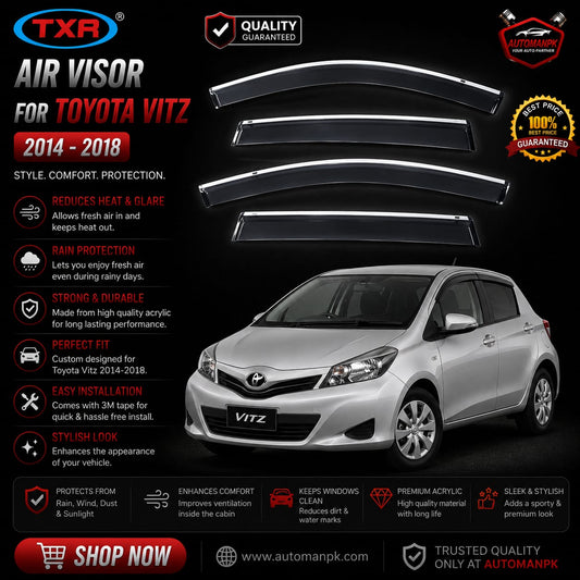 Toyota Vitz 2015-2026 Air Press Sun Visor / Door Visor – Wind Deflector (Set of 4)