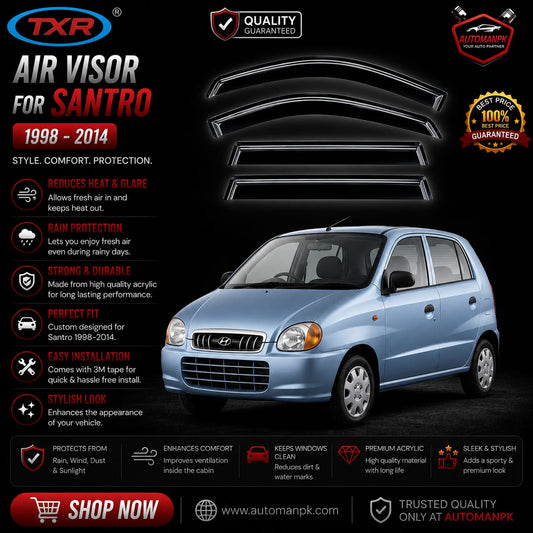 Hyundai Santro Air Press Sun Visor / Door Visor – Wind Deflector (Set of 4)
